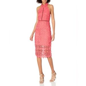 NWOT The Bardot Noni Halter Lace Midi Dress in coral pink Size 8
